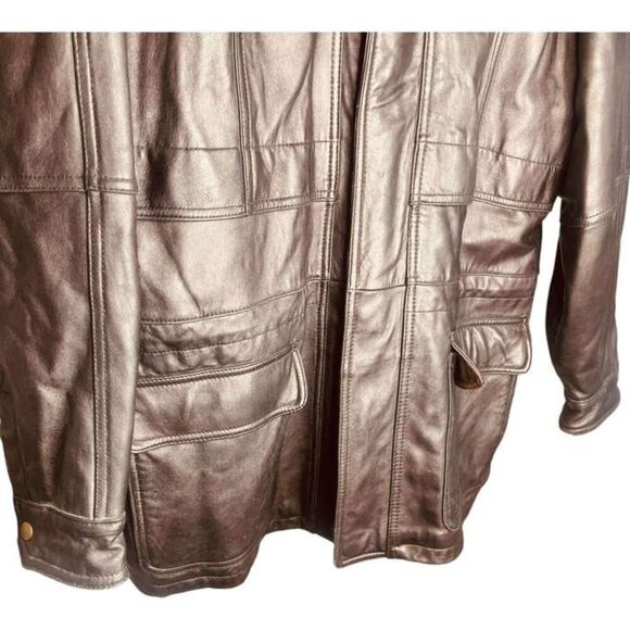 Boston Outfitters | Brn Genuine Leather Quilted Lined Bomber Jacket Size L | EUC - Picture 7 of 16